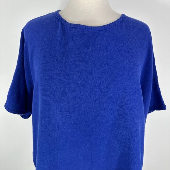 Oh My Gauze Size 2 Blue Cotton 2Pc Short Sleeve Buttons Blouse & Top Lagenlook - Picture 11 of 16